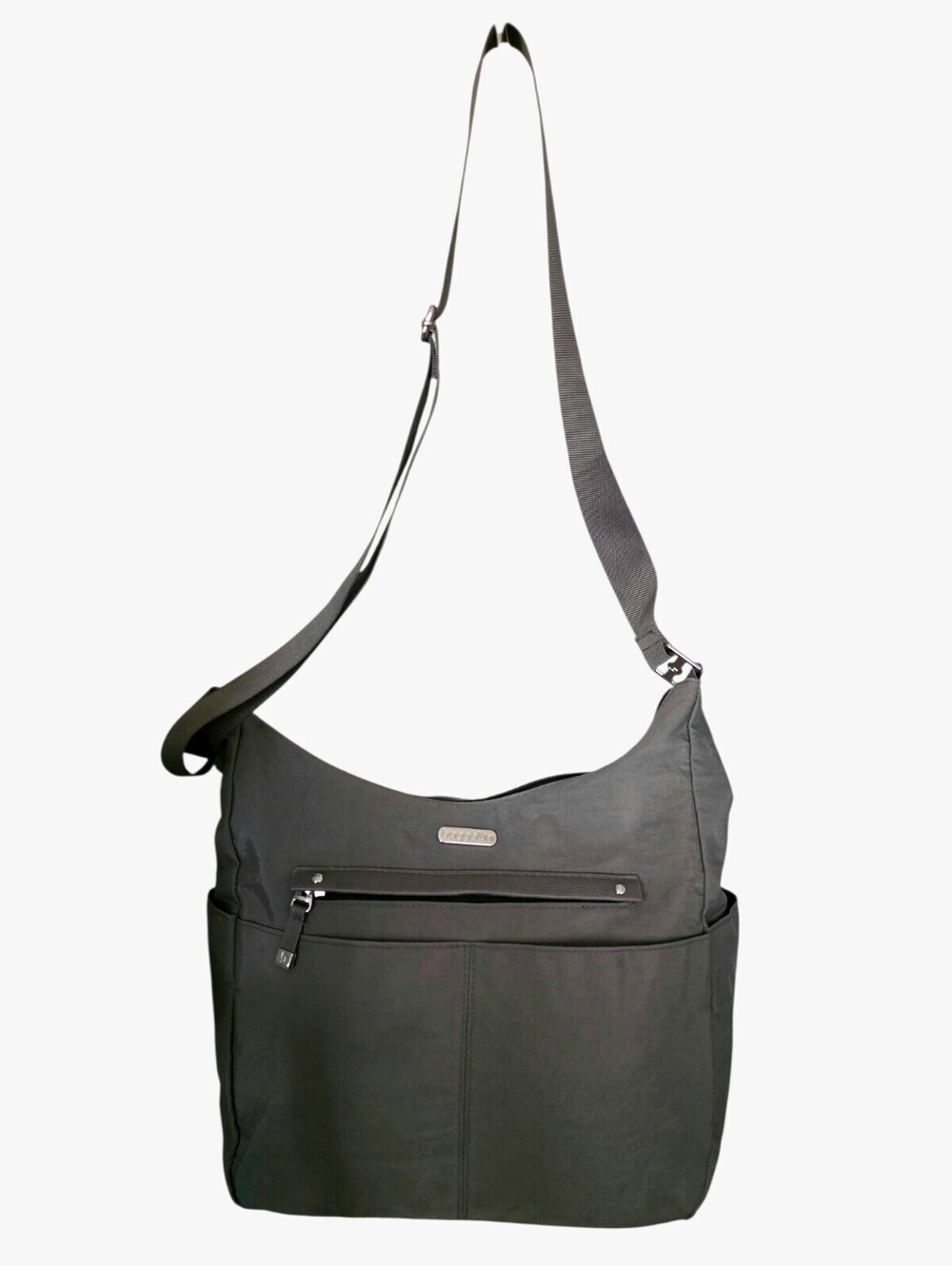 Baggallini Charcoal Gray Nylon Crossbody Bag Travel Purse Organizer Shoulder Bag